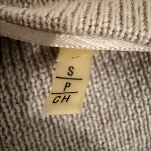 Elie Tahari Beige Cardigan with Lamb Leather Lapels - Picture 5 of 6